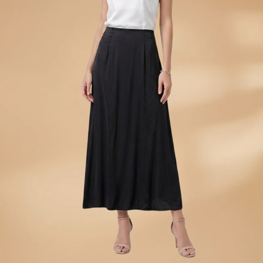 Women’s Satin Maxi Skirt with High Waist and Floor-Length Design