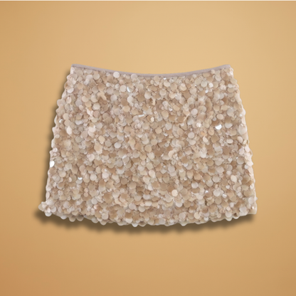 Women’s Sequin Skirt with Fitted Waistband and Mini-Length Hem