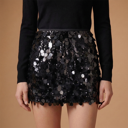 Women’s Sequin Skirt with Short Length and Shimmering Detail