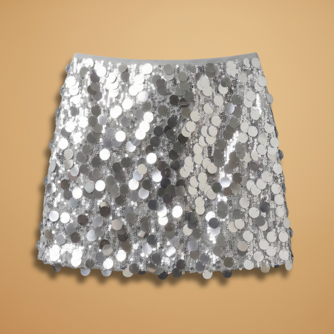 Women’s Sequin Skirt with Short Length and Shimmering Detail