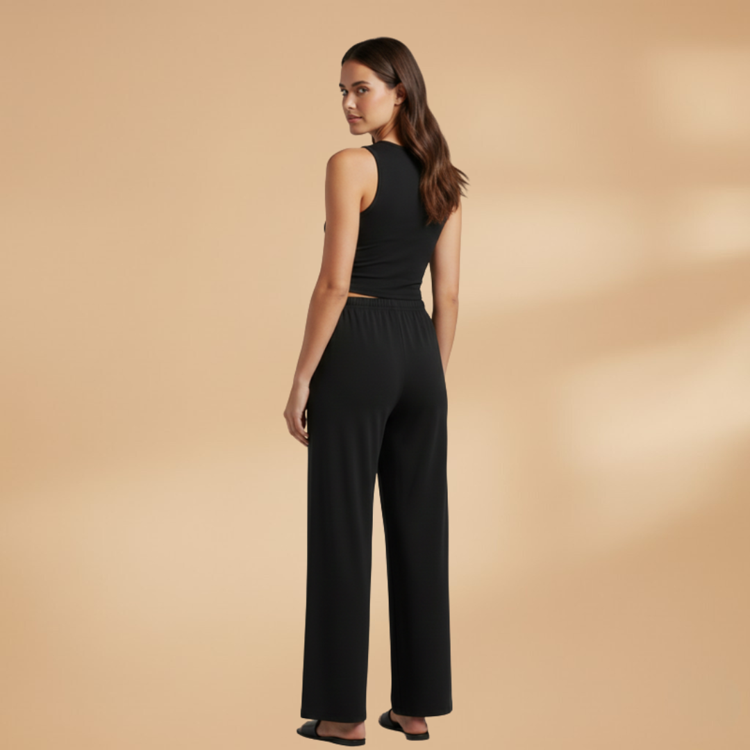 Women’s Set with Cropped Top and Wide Leg Trousers