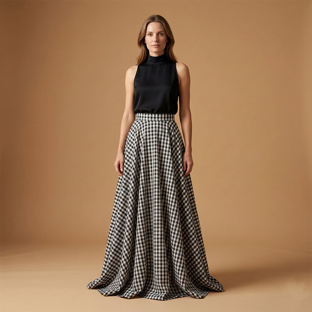 Women’s Skirt with Adjustable Length and Woven Design