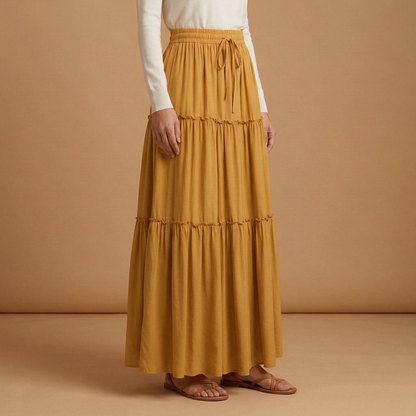 Women’s Skirt with Elastic Waist and Bohemian Print
