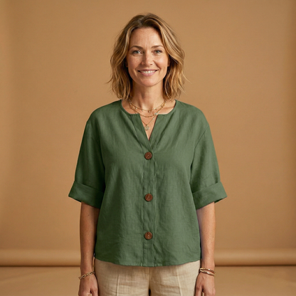 Women's Summer Blouse with Breathable Linen and Relaxed Fit
