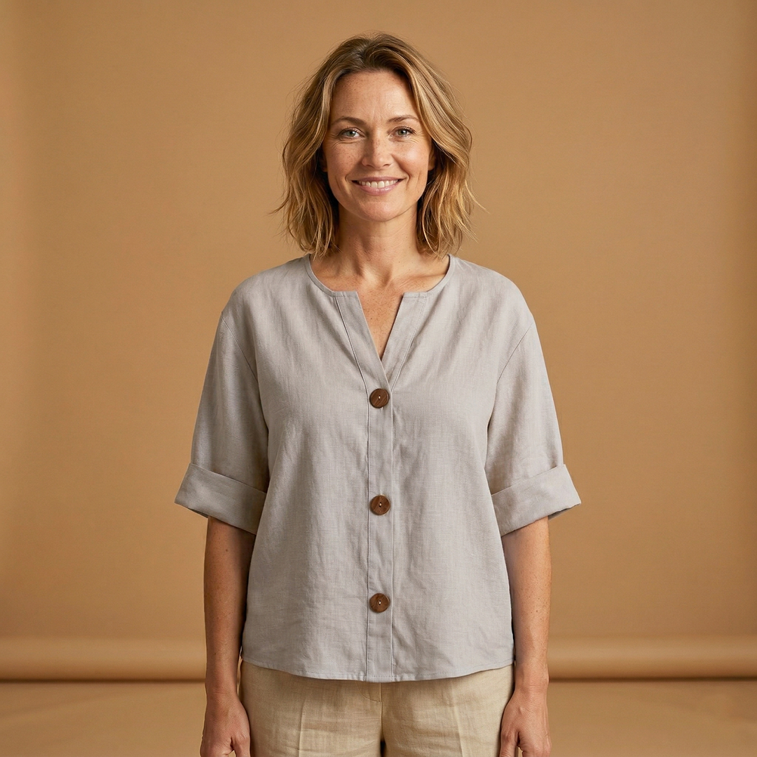 Women's Summer Blouse with Breathable Linen and Relaxed Fit