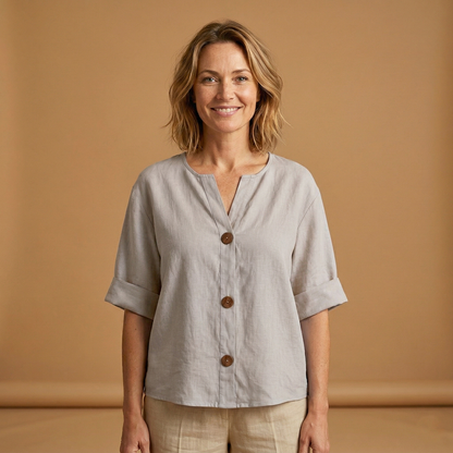 Women's Summer Blouse with Breathable Linen and Relaxed Fit