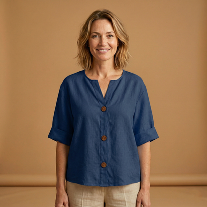 Women's Summer Blouse with Breathable Linen and Relaxed Fit