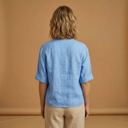 Women's Summer Blouse with Breathable Linen and Relaxed Fit