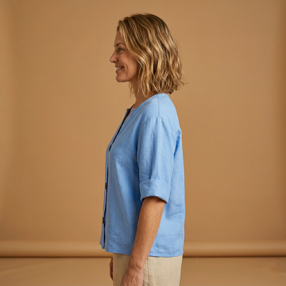 Women's Summer Blouse with Breathable Linen and Relaxed Fit