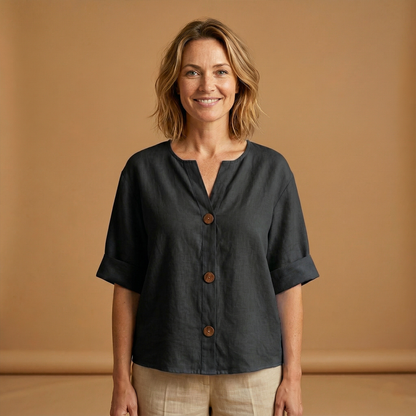 Women's Summer Blouse with Breathable Linen and Relaxed Fit