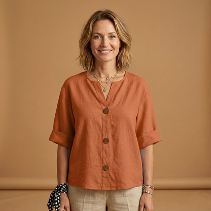 Women's Summer Blouse with Breathable Linen and Relaxed Fit