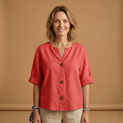 Women's Summer Blouse with Breathable Linen and Relaxed Fit