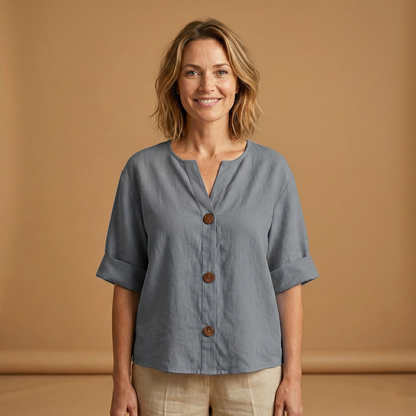 Women's Summer Blouse with Breathable Linen and Relaxed Fit