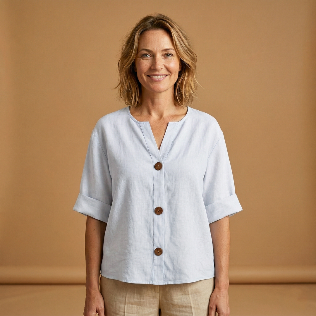 Women's Summer Blouse with Breathable Linen and Relaxed Fit