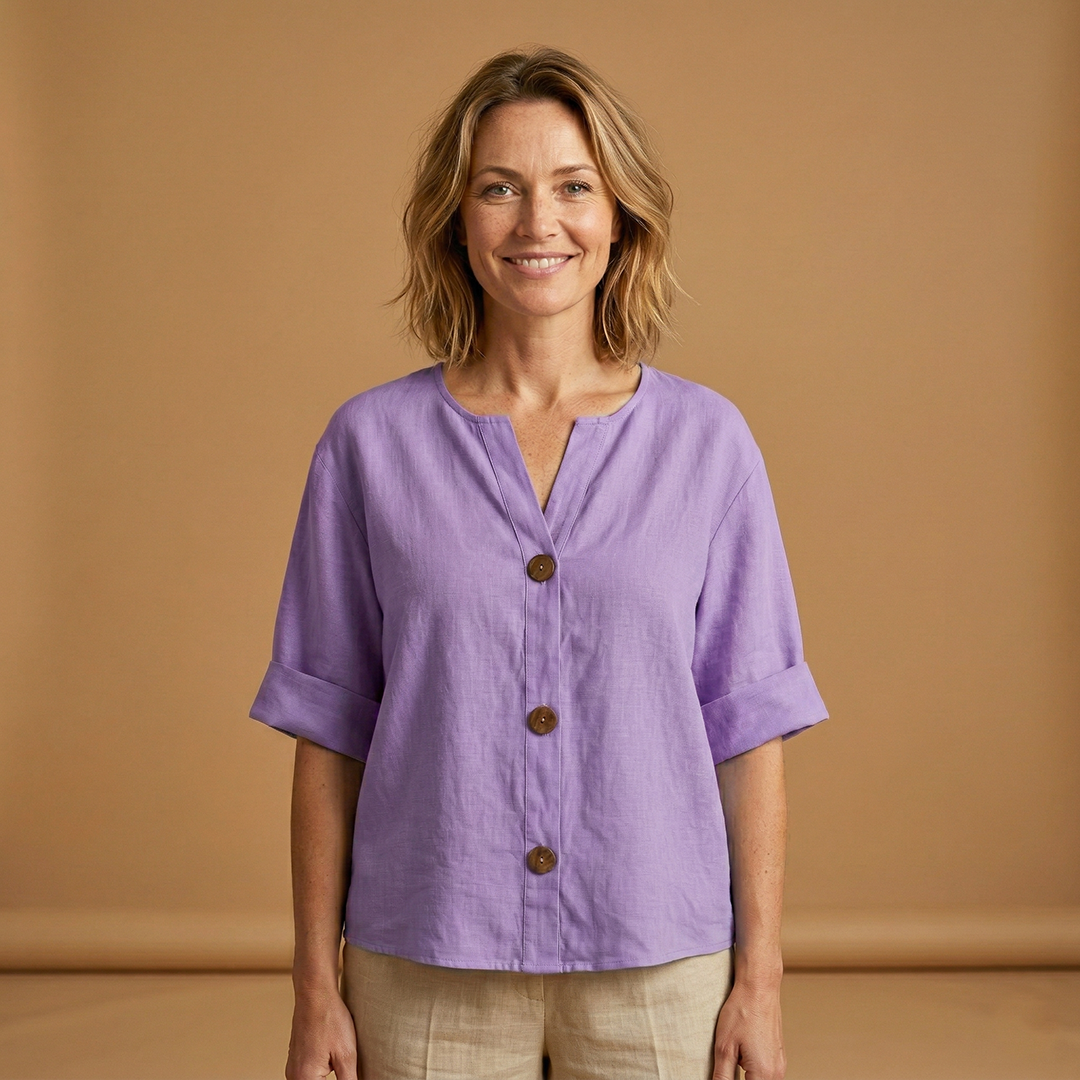 Women's Summer Blouse with Breathable Linen and Relaxed Fit