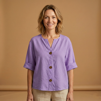 Women's Summer Blouse with Breathable Linen and Relaxed Fit