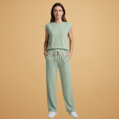 Women’s Summer Set with Cap‑Sleeved Top and Drawstring Trousers