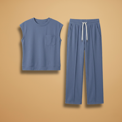 Women’s Summer Set with Cap‑Sleeved Top and Drawstring Trousers