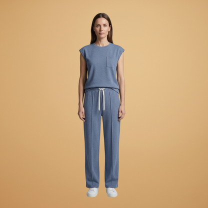 Women’s Summer Set with Cap‑Sleeved Top and Drawstring Trousers