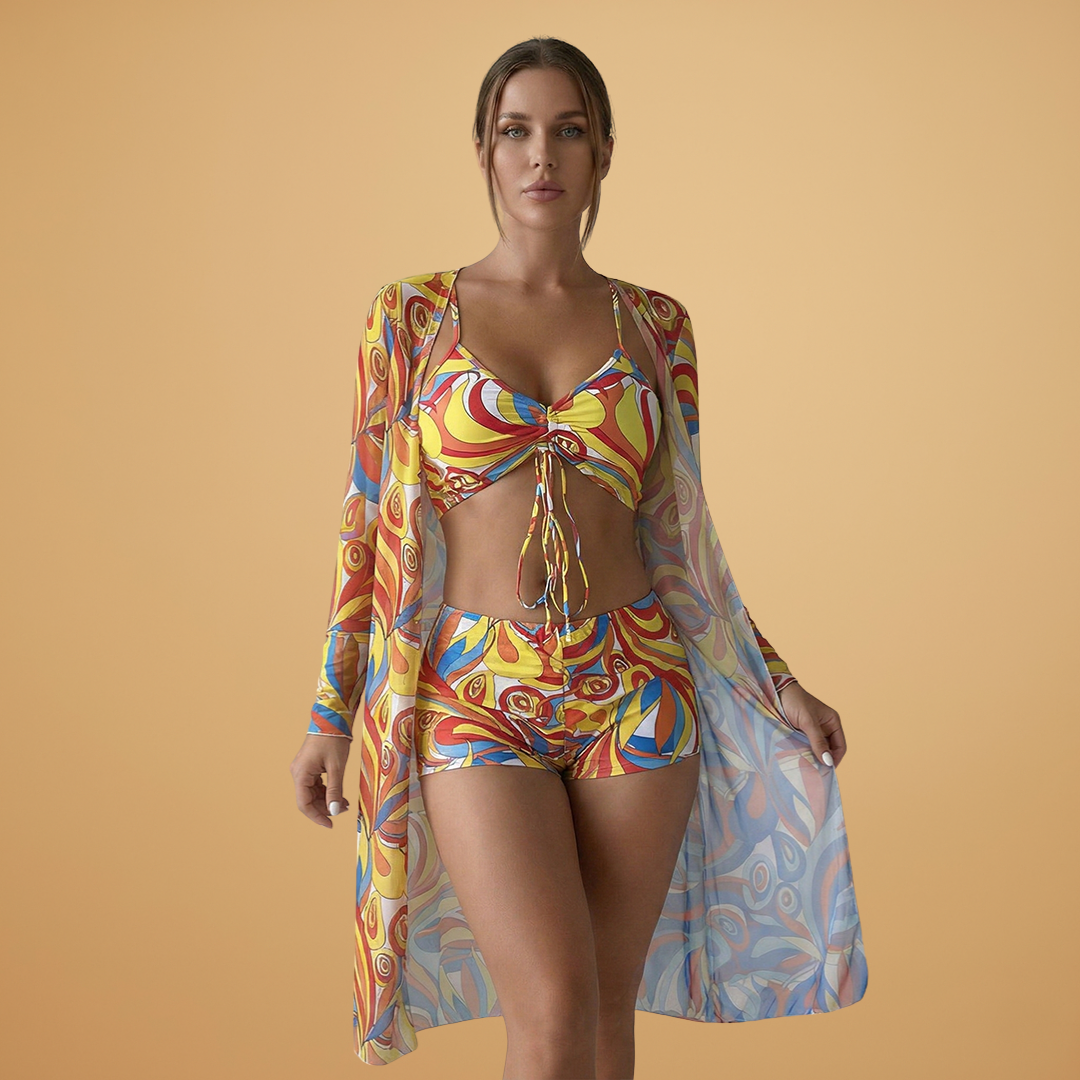 Women’s Swimsuit with Swirl Pattern and Overlay for Women