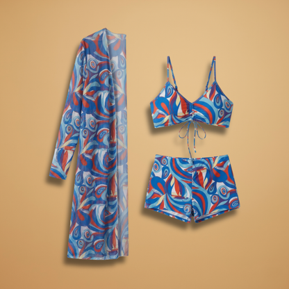 Women’s Swimsuit with Swirl Pattern and Overlay for Women