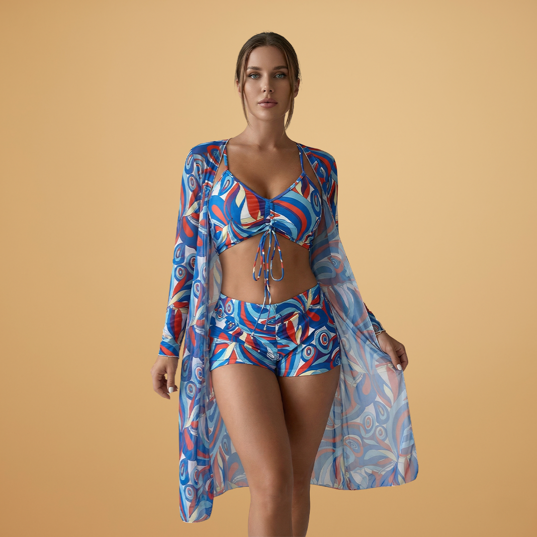 Women’s Swimsuit with Swirl Pattern and Overlay for Women
