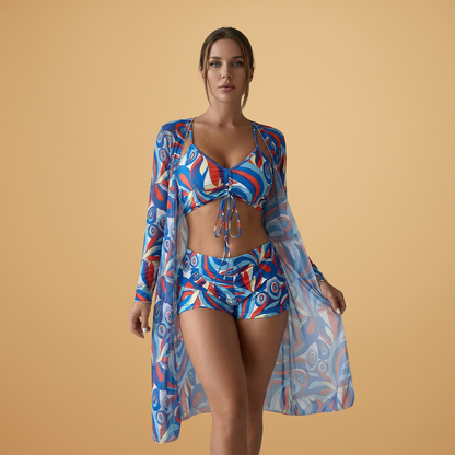 Women’s Swimsuit with Swirl Pattern and Overlay for Women