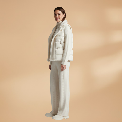 Women’s Three-Piece Set with Turtleneck Jumper and Sleeveless Gilet