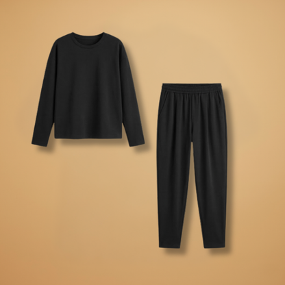 Women’s Two-Piece Set with Round Neck and Tapered Trousers