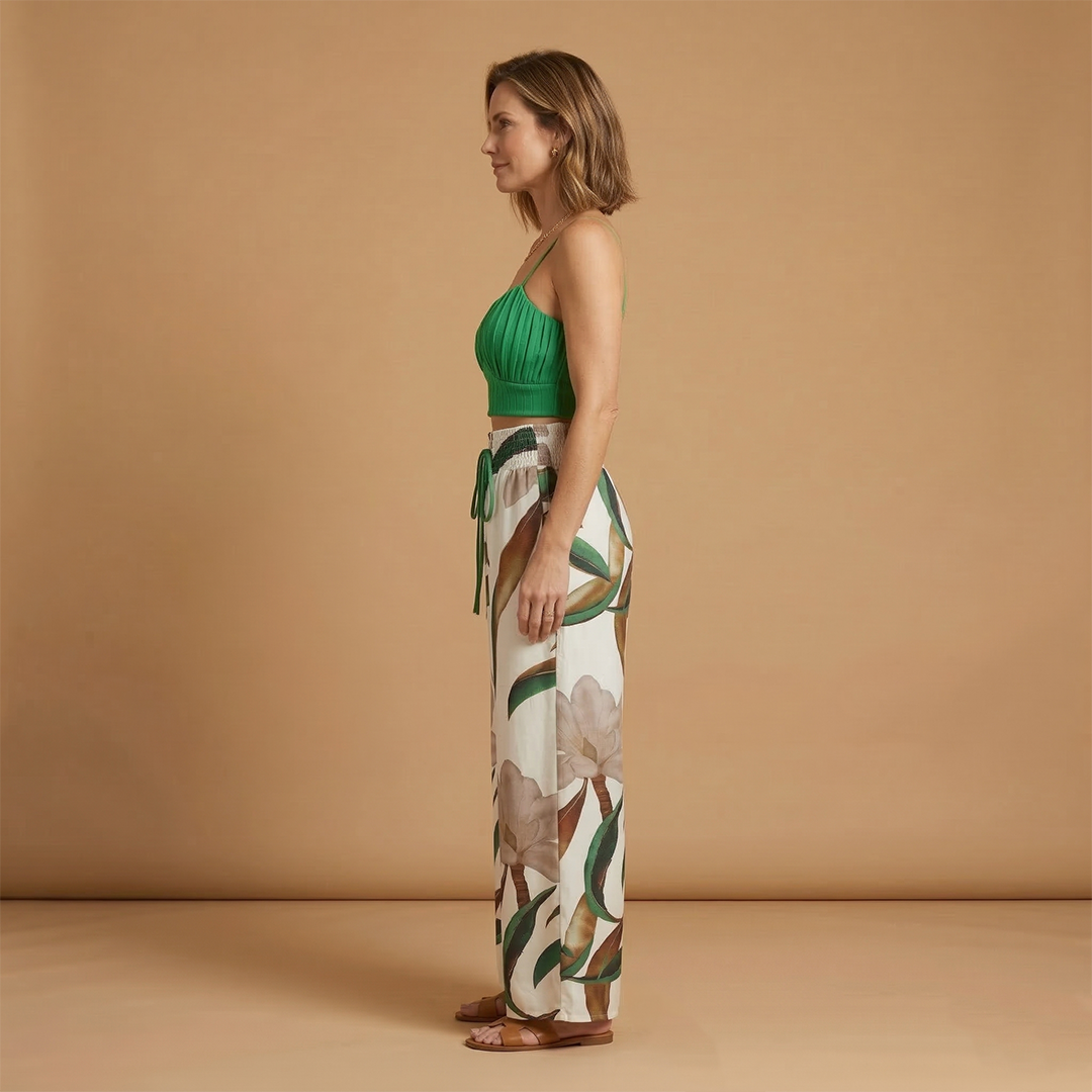 Women’s Two Piece Set with Crop Top and Wide Trousers