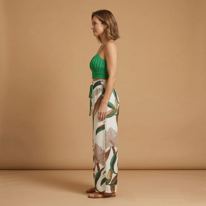 Women’s Two Piece Set with Crop Top and Wide Trousers