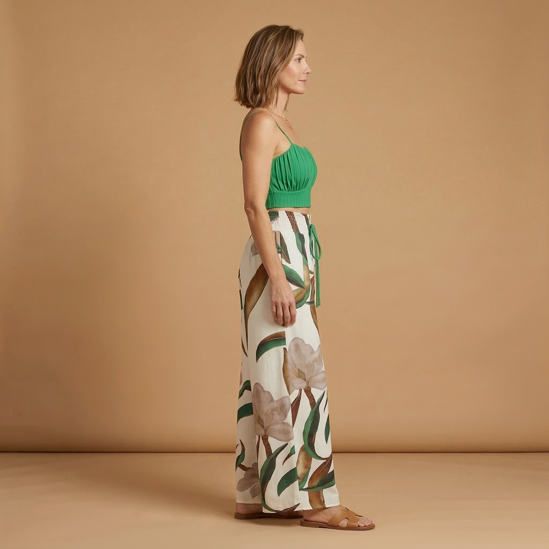 Women’s Two Piece Set with Crop Top and Wide Trousers