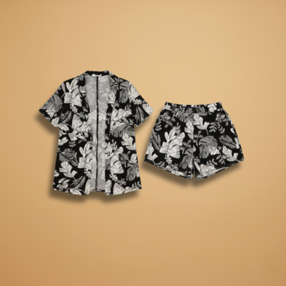 Women’s Two-Piece Set with Floral Top and Shorts