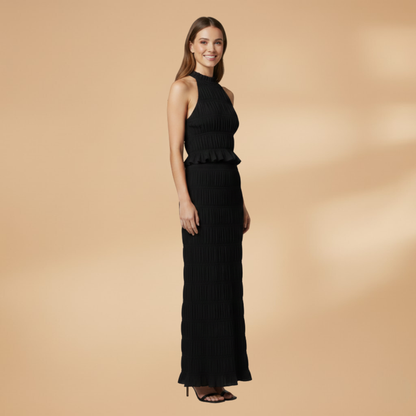 Women’s Two-Piece Set with Hollow Top and Long Skirt
