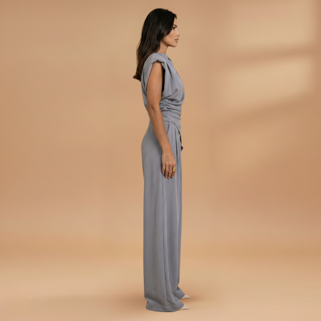 Women's Two-Piece Set with Long Sleeves and Straight Trousers