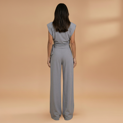 Women's Two-Piece Set with Long Sleeves and Straight Trousers