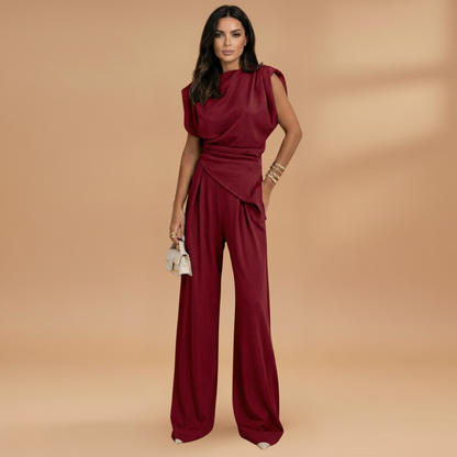 Women's Two-Piece Set with Long Sleeves and Straight Trousers