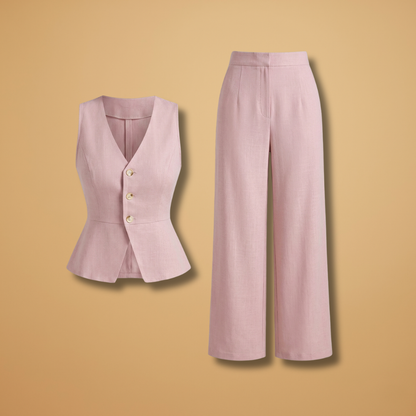 Women's Two-Piece Set with Off-the-Shoulder Top and Wide-Leg Pants