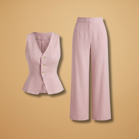 Women's Two-Piece Set with Off-the-Shoulder Top and Wide-Leg Pants