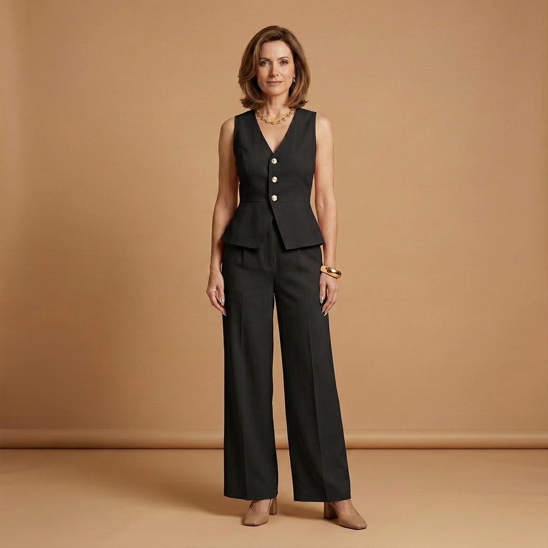 Women's Two-Piece Set with Off-the-Shoulder Top and Wide-Leg Pants