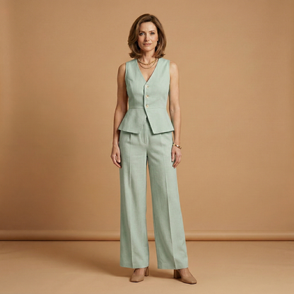 Women's Two-Piece Set with Off-the-Shoulder Top and Wide-Leg Pants