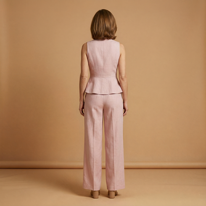 Women's Two-Piece Set with Off-the-Shoulder Top and Wide-Leg Pants