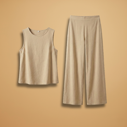 Women's Two-Piece Set with Top and Trousers Summer Casual Look