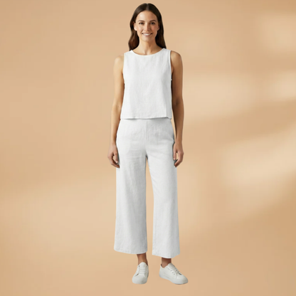 Women's Two-Piece Set with Top and Trousers Summer Casual Look