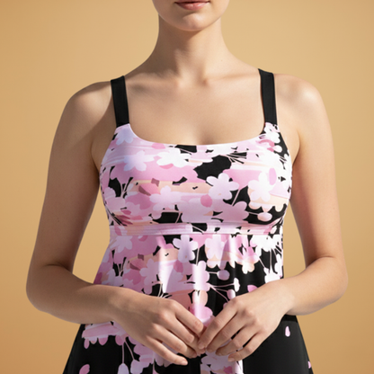 Women’s Two-Piece Swimsuit with Straps and High-Waisted Bottom