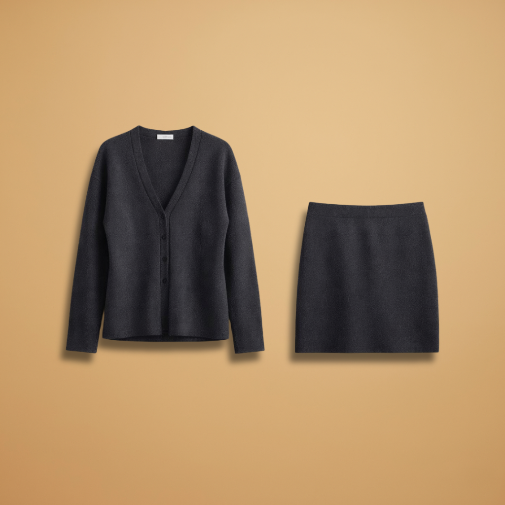 Women’s Two‑Piece Set with Knit Top and Skirt