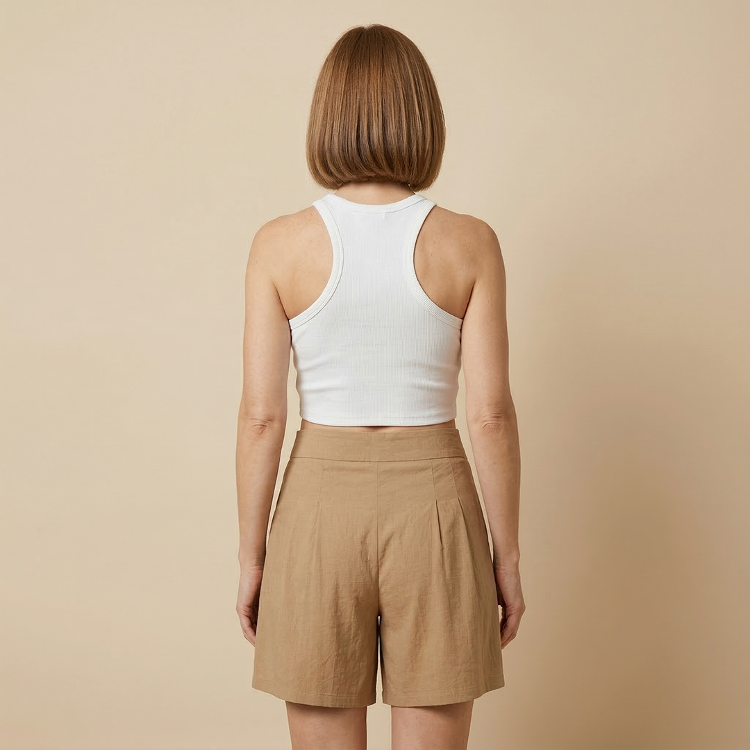 Women’s Two‑Piece Set with Ribbed Top and Pleated Skirt