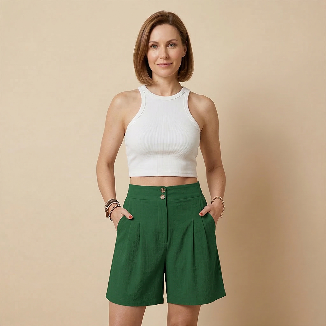 Women’s Two‑Piece Set with Ribbed Top and Pleated Skirt