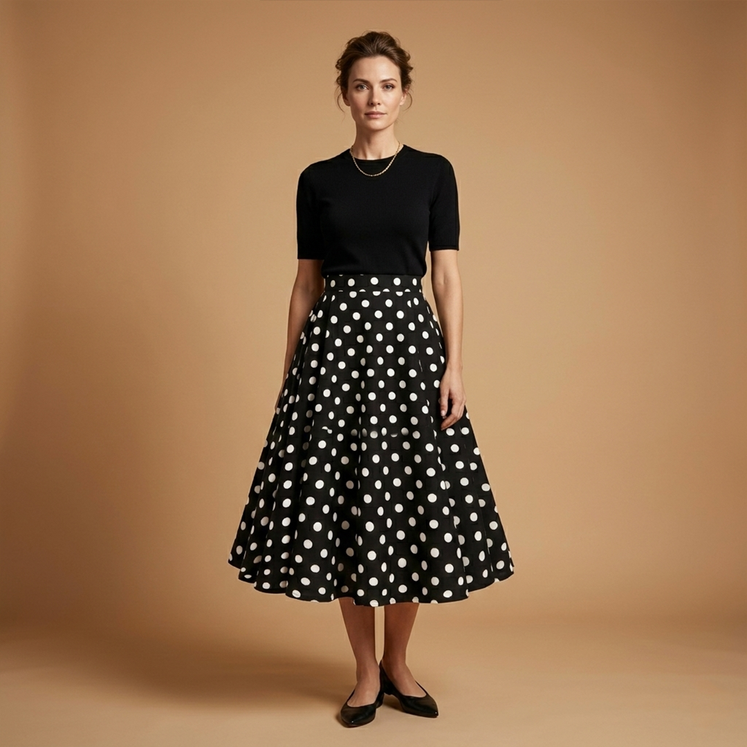 Women’s Vintage Skirt with Zip and Button Closure