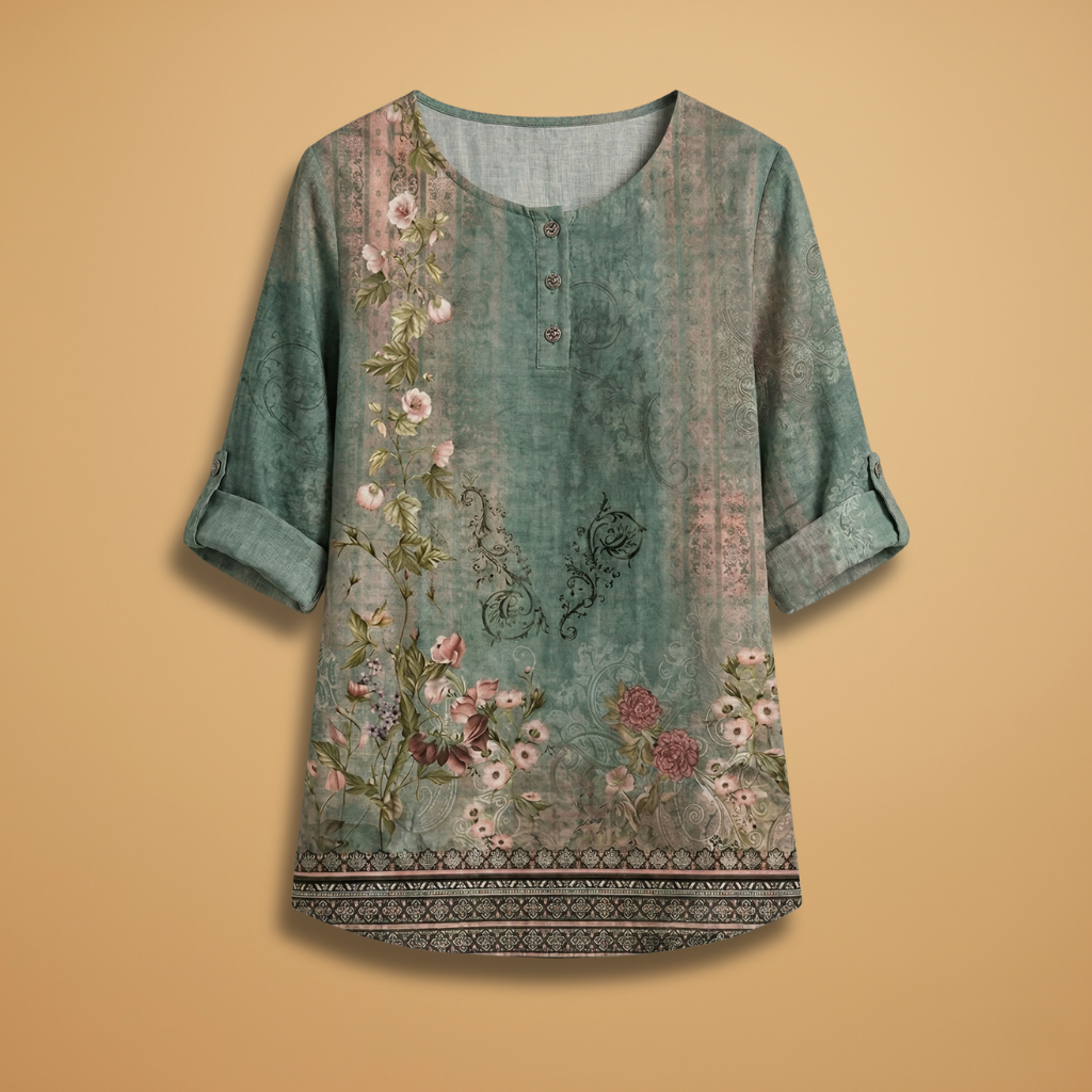 Women's Blouse with Floral Pattern and Relaxed Fit